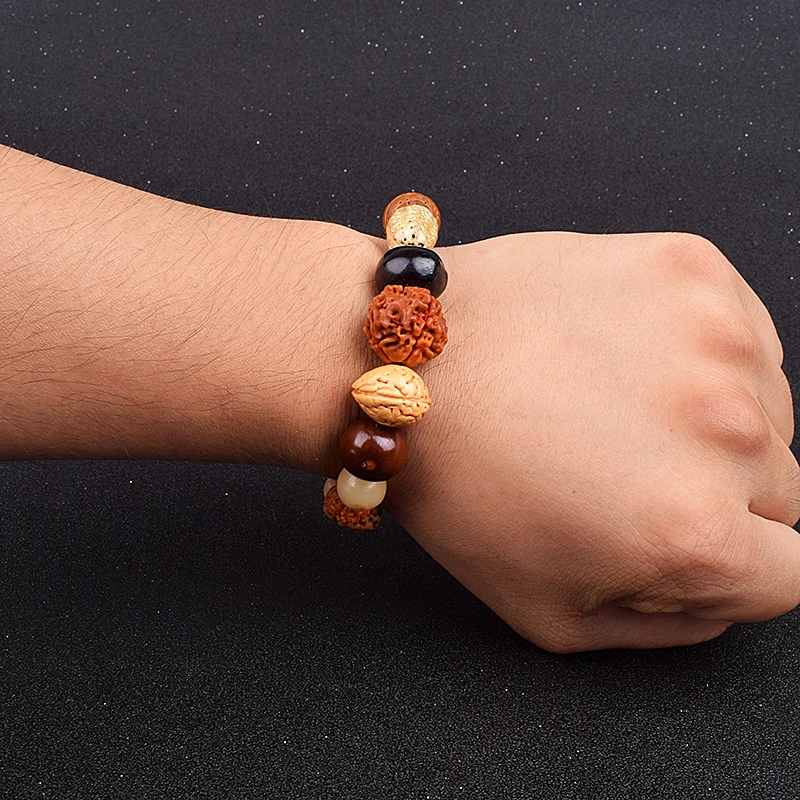 Nature Rudraksha 18 Style Beads Bracelets for Women Fashion Rudraksha Bracelets Men Religious Buddha Meditation Buddhism Jewelry