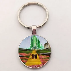 New Listing Cute Wizard of Oz Keychain City Badge Retro Gothic Glass Photo Fashion Jewelry Men and Women Party Gifts Souvenir