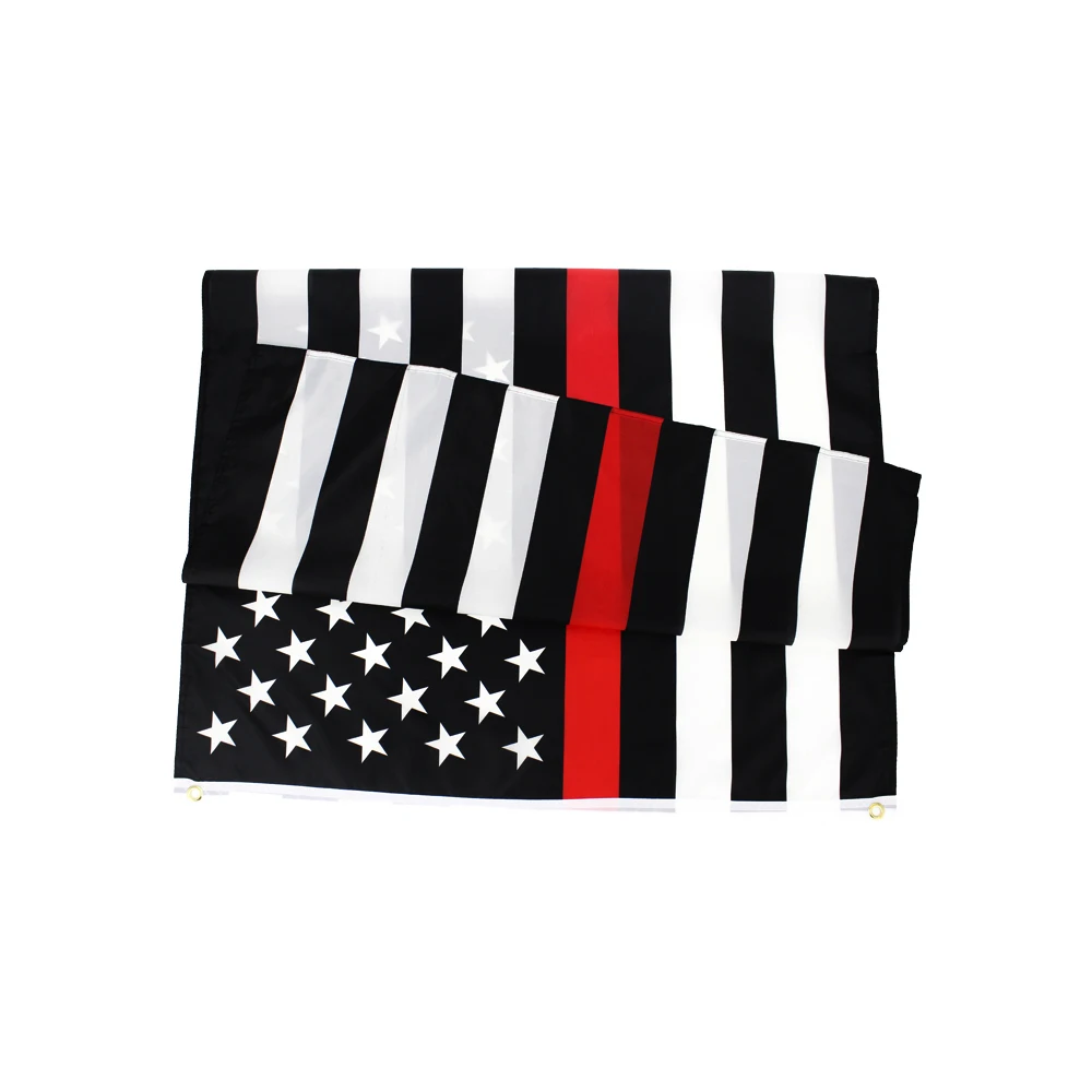 Thin Red Line Flag 3x5 ft with star black blue white American flag banner