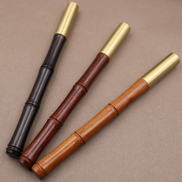 1PCS Creative Solid Wood Bamboo Knot Brass Signature Ballpoint Pens for Writing Flower Pear Wood Advertising Gift Stationery