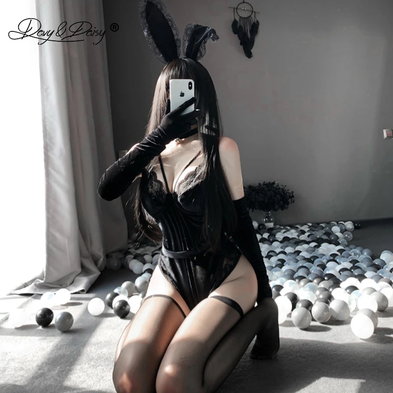 Sexy Bunny Girl Cosplay Costumes Women Sweet Rabbit Bodysuit Rabbit Ears Roleplay Party Club Wear sm Erotic Set  JA041