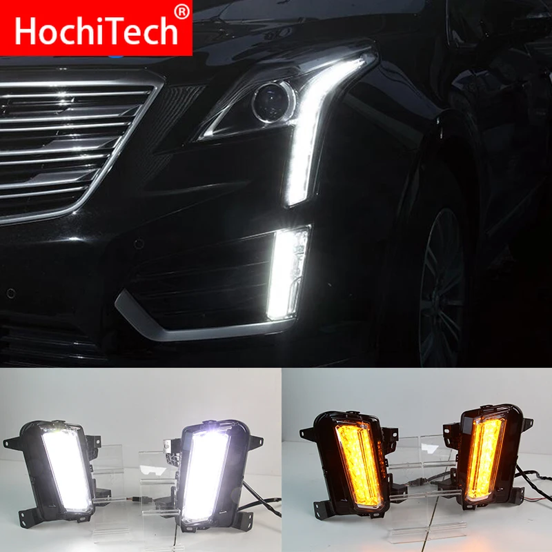 

Led daytime running lights for Cadillac XT5 2016 2017 2018 2019 2020 Fog lamp drl with yellow turning signal lamp