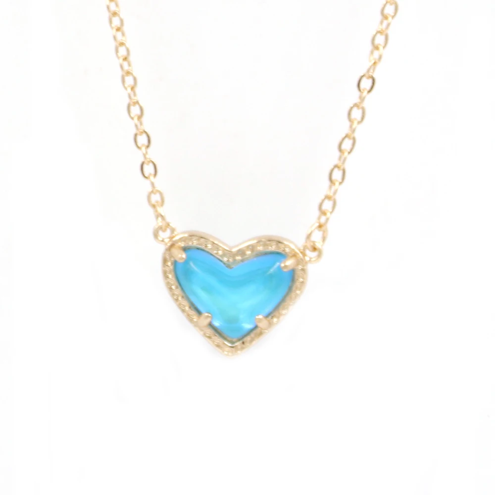 New Valentines Gift Candy Color Claw Small Heart Cute 3D Glass Mini Love Pendants Necklaces Women