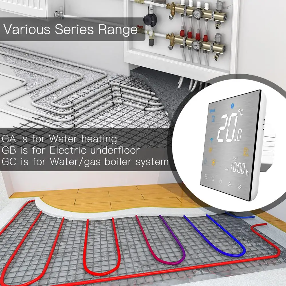 Termostato intelligente WiFi Regolatore di temperatura per riscaldamento a pavimento acqua/elettrico Caldaia ad acqua/gas Funziona con Alexa Google Home