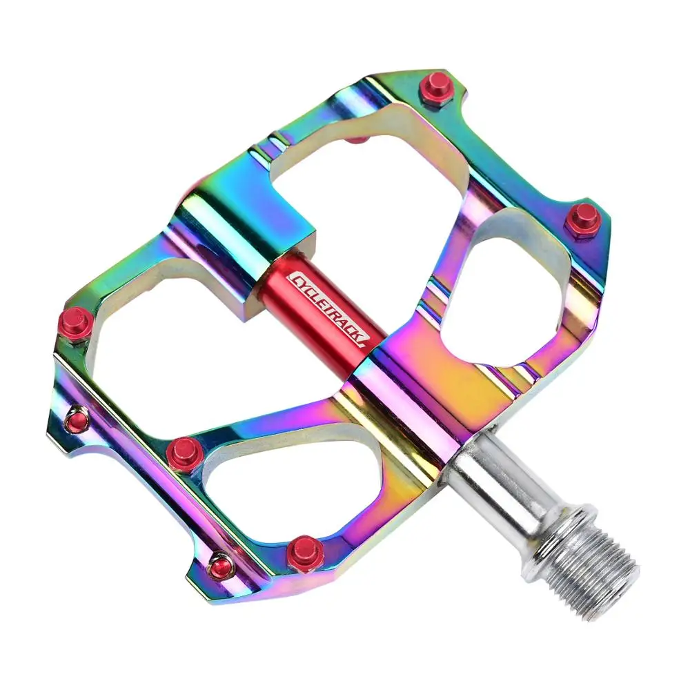 

MTB Flat Pedal Colorful Bicycle Pedals Full CNC L7U 3 Bearing Aluminum Mountain Bike Pedal Non-slip Rainbow Pedals Bicycle Parts