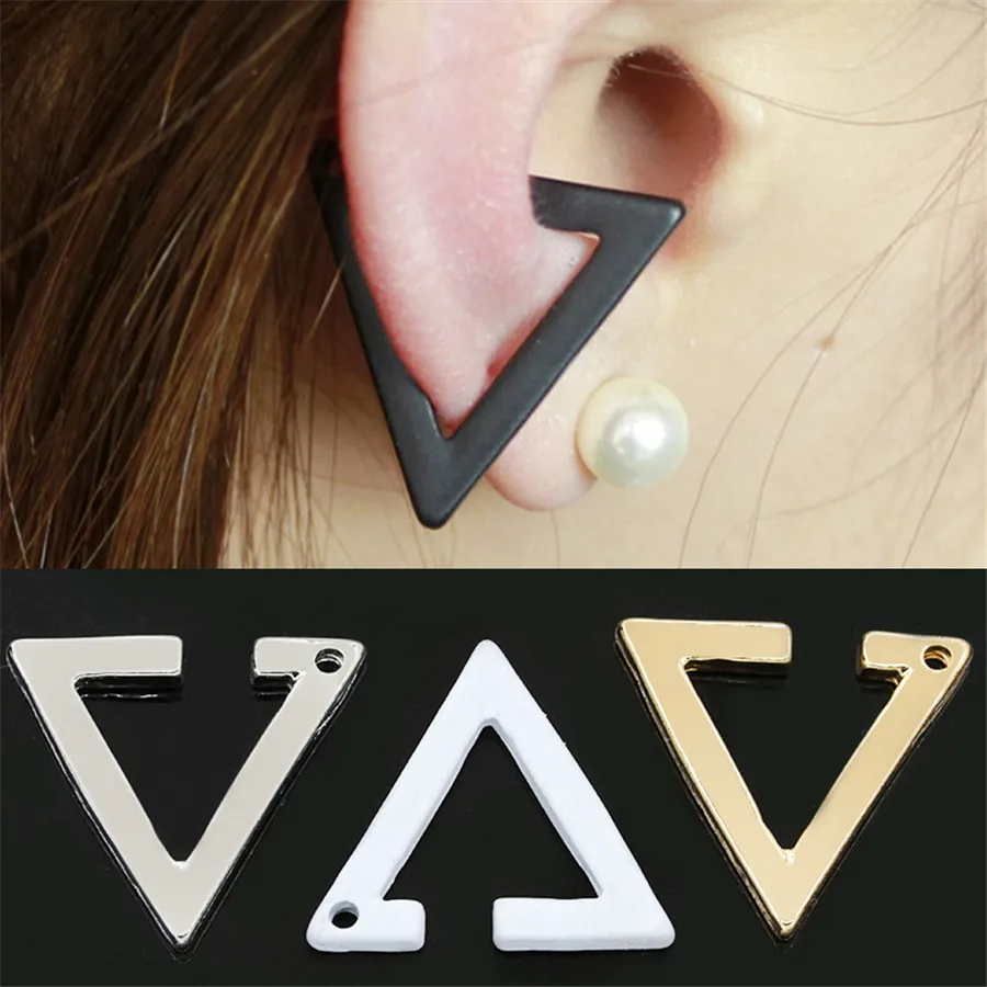 Fashion Gothic Triangle Earrings Unisex Punk Rock Copper Men Women Ear Stud Earrings Pierced Push-Back Ear Plug Buckle jewelry