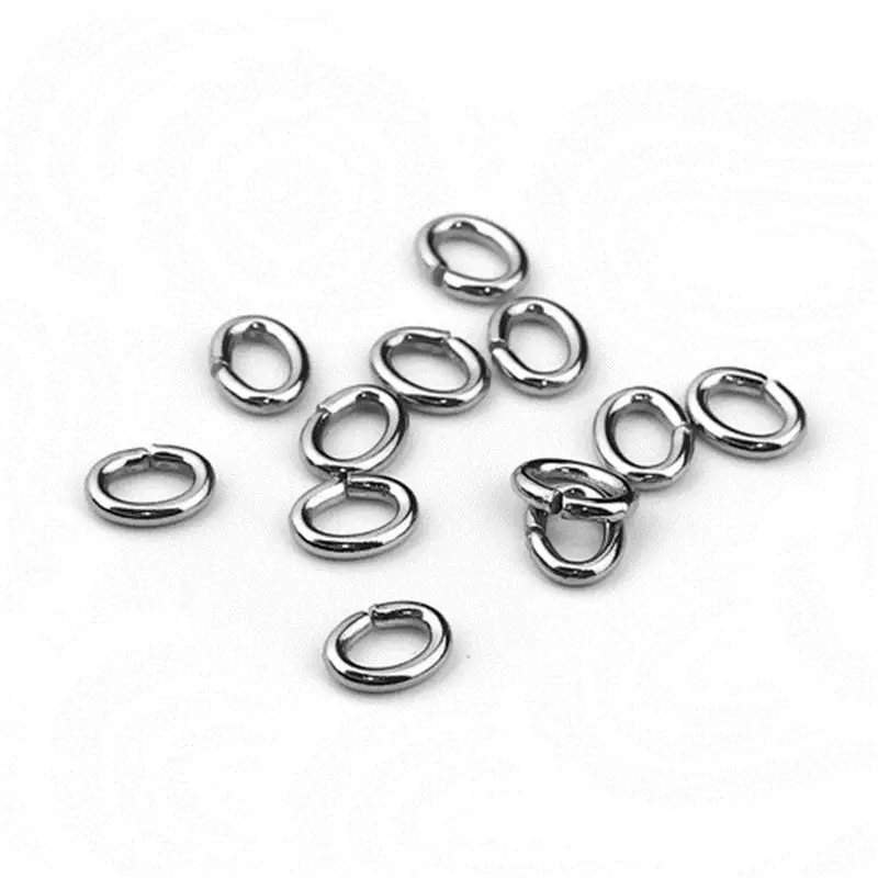 200 PCs Stainless Steel Opened Jump Rings Findings Oval  For Bracelet Jewelry Making Supplies DIY Handmade 6.5mm & 8mm