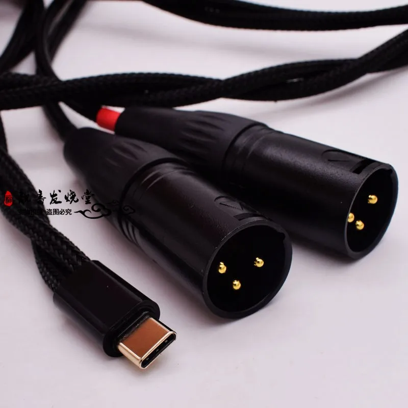 Gold Plated Type C USB C ALC4042 DAC To Dual 3pin XLR Male OCC Cable 384KHZ 32BIT For Phone To Speaker Amplifier