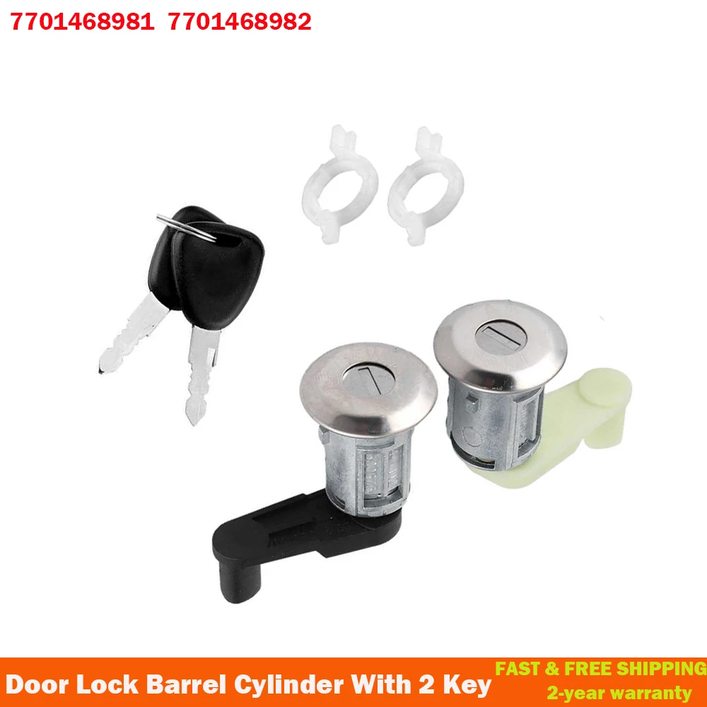 Car Door Lock Barrel Cylinder With 2 Key Left+Right Fit For Renault Megane Scenic Clio Master 7701468981 7701468982