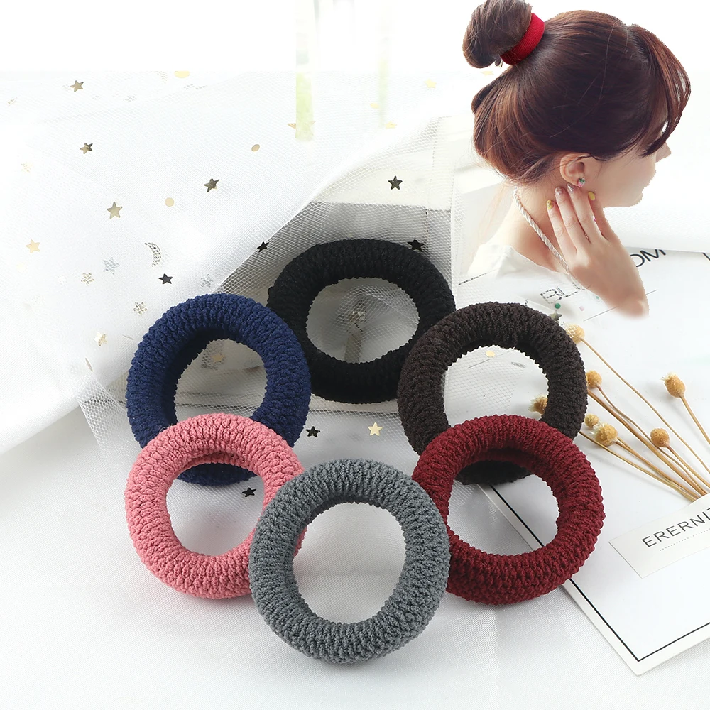 6Pcs/Lot Solid Color Basic Rubber Bands Simple High Elastic Hairband Girls Headwear Headband Fashion Women Gum Hair Accessories