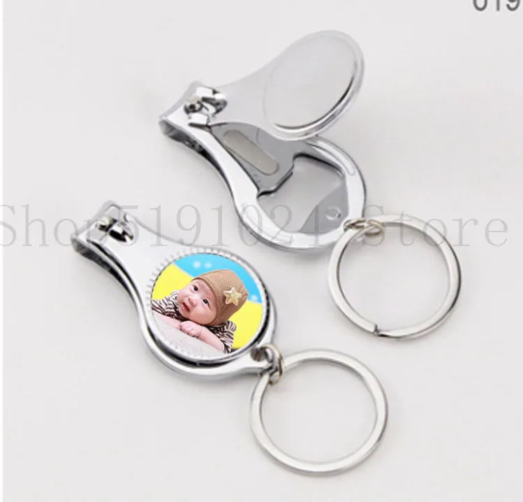 

Free shipping 12pcs/lots Blank Metal Key Rings Nail clipper Key Chains Bottle Opener DIY Gift Printing Sublimation Ink