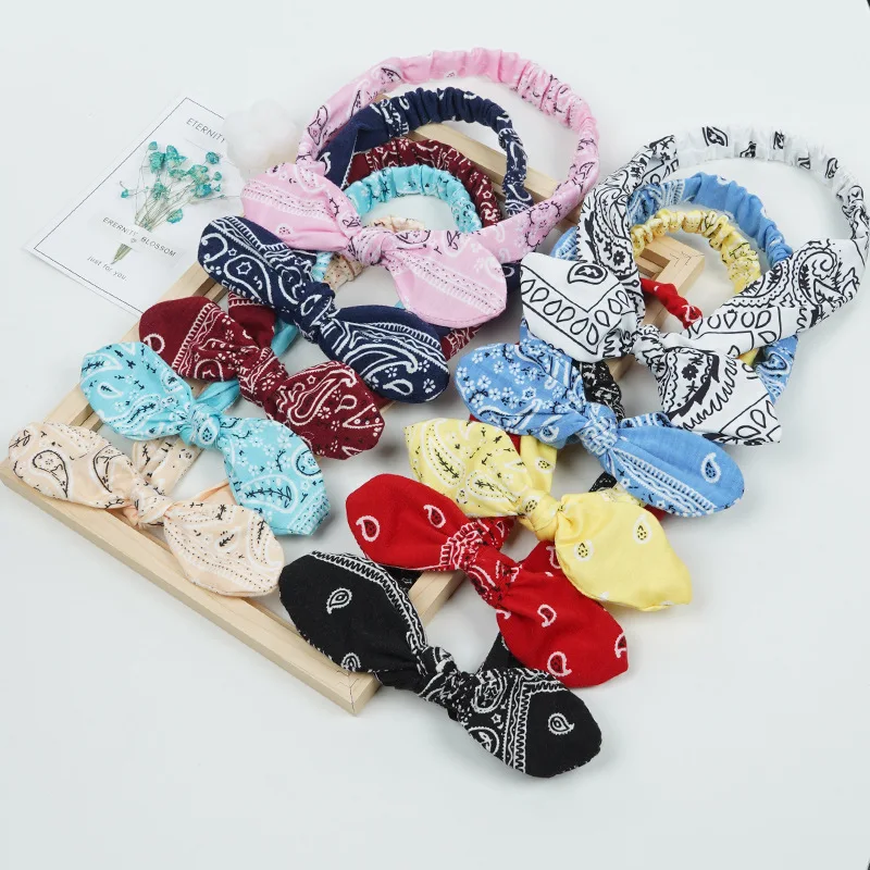 10pcs/lot Women Sweat Hair Bands Print Headbands Retro Hair Accessories Cross Turban Bandage Bandanas Hairband Headwrap Headwear