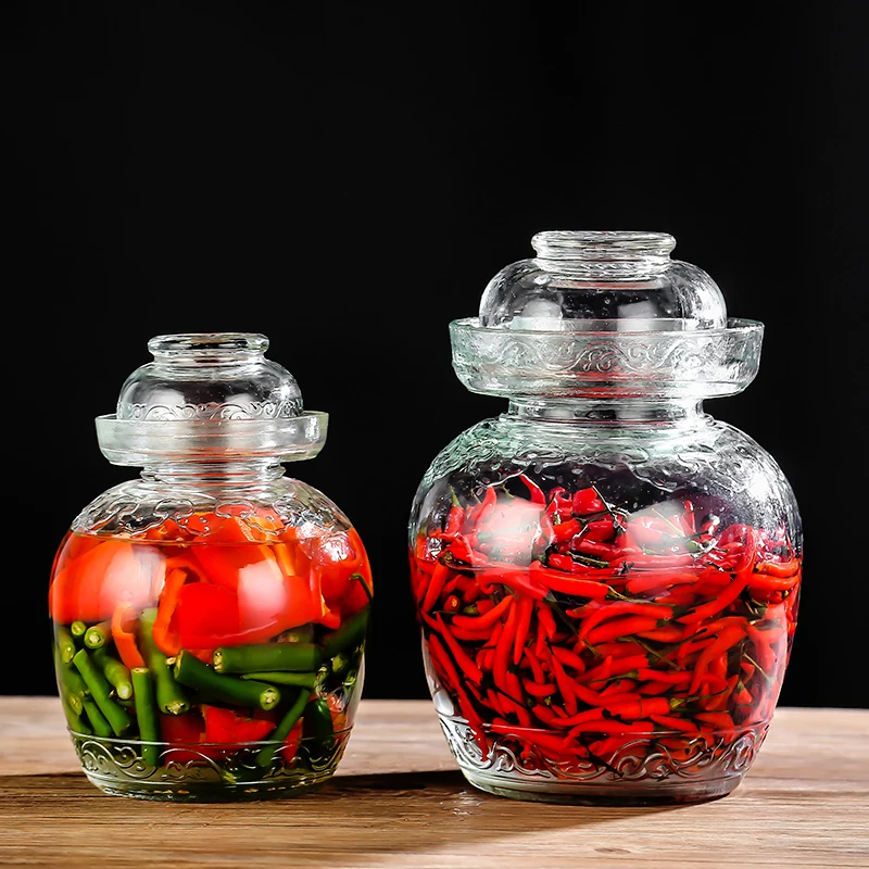 

Thickened Transparent Glass Kimchi Jar Pickles Container Kitchen Accessories Pickled Jars for Food Pickling Sealed Storage Tank