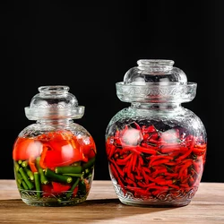 Thickened Transparent Glass Kimchi Jar Pickles Container Kitchen Accessories Pickled Jars for Food Pickling Sealed Storage Tank