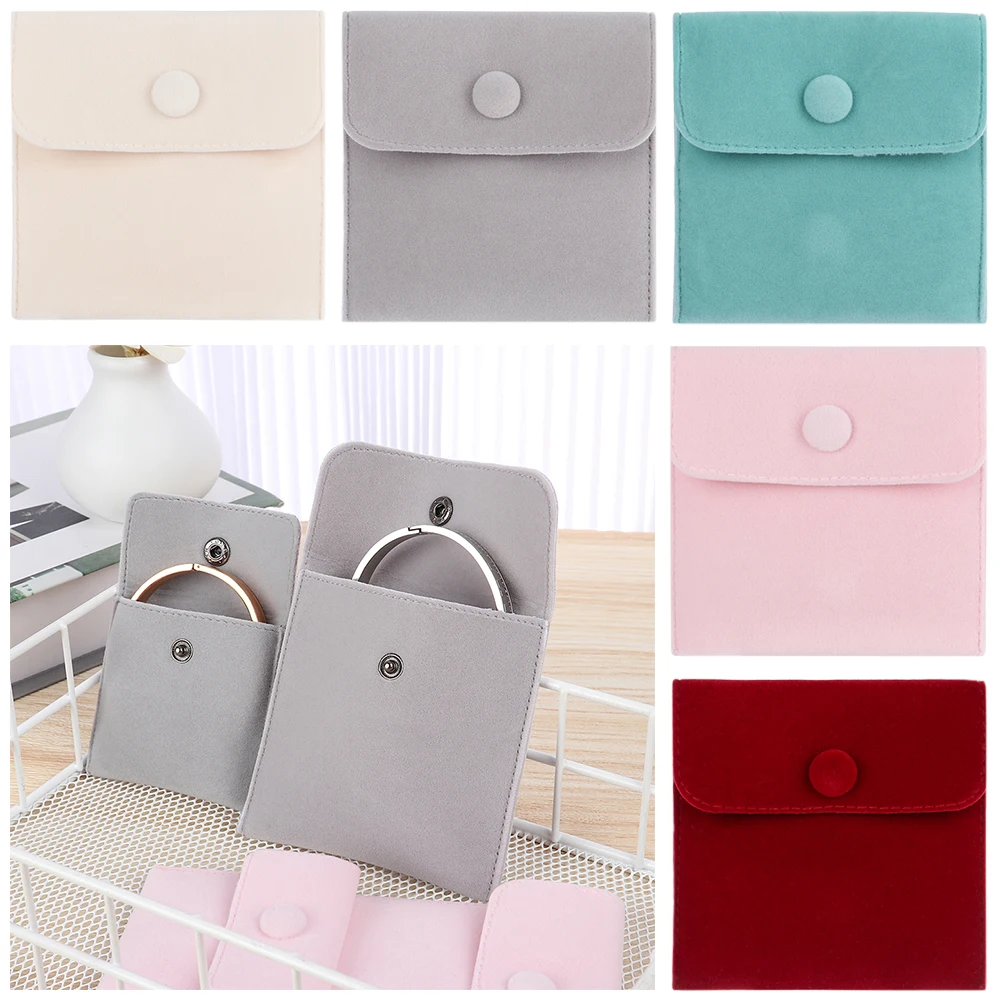 1Pc Fashion Jewelry Bag Snap Velvet Necklace Earrings Ring Bracelet Storage Pouch Dust Protect Gift Packaging Decoration Bag