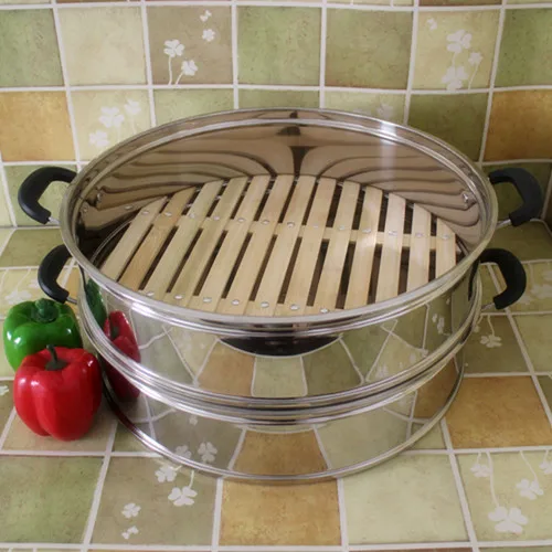 

Bamboo bottom steaming pot drawer steamer cag layer lattice steaming frame heightening thickening stainless steel integral cage