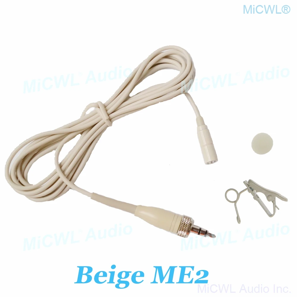 Beige ME2 Omnidirectional Tie Clip Lavalier Microphone for Sennheiser G2 G3 G4 Shure AKG Audio-Technica Samson Wireless