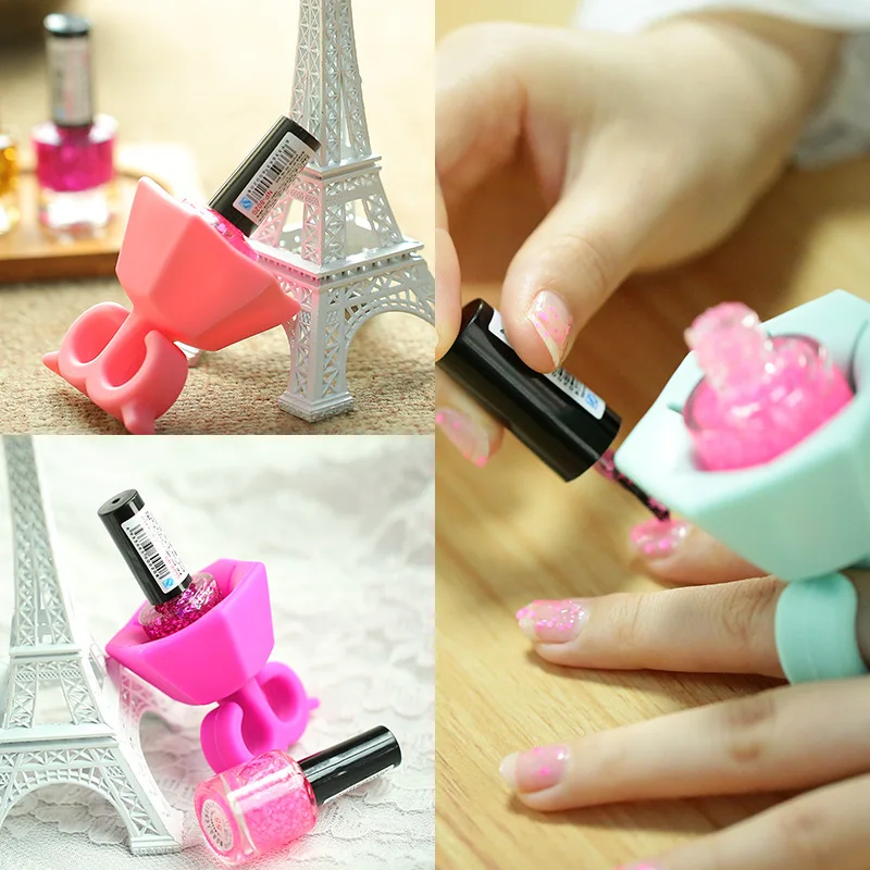 Nail Polish Bottle Holder Portable Wearable Silicone Rubber Varnish Bottle Stand Glue Tilter Feature Silicone Polishing Holder