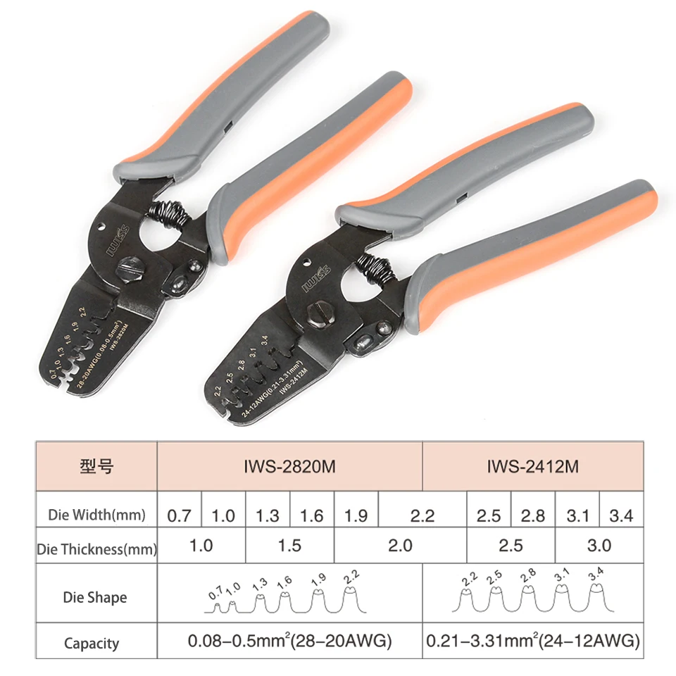 IWS-2412M/IWS-2820M Crimpen Werkzeuge für MARMELADE Molex Tyco JST Terminal und Stecker Multi-funktion abisolierzange Kabel Cutter zange