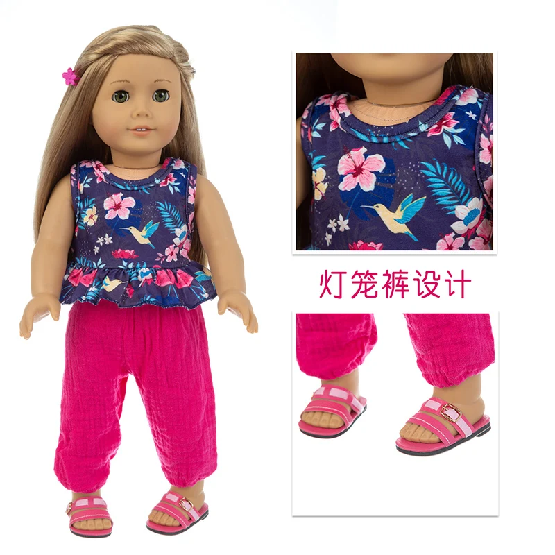 

New Floral coat and red pants suit Fit For American Girl Doll 18 Inch Doll Clothes , Shoes are not included.