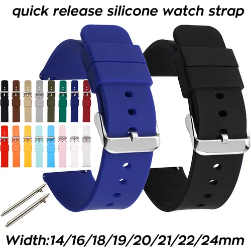 Imagen 1 del producto Correa de reloj de liberación rápida para Huawei Smart Watch, correa de silicona para Samsung Active Watch 14/16/18/19/20/21/22/24mm, banda de goma