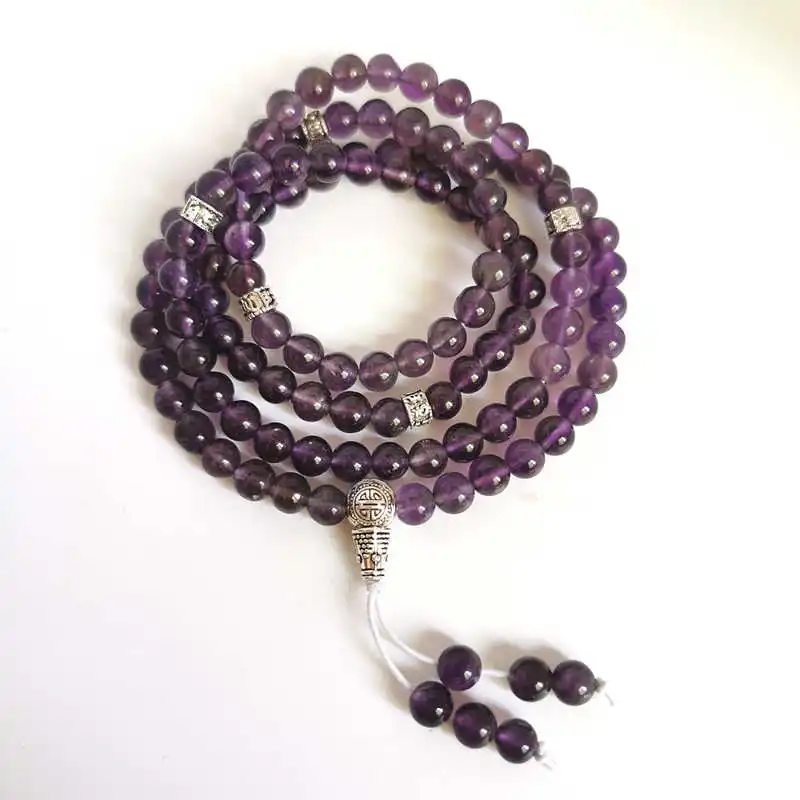 

Natural Amethyst Bracelets for Pisces Girls 6mm 108 Beads Healing Crystal Meditation Mala BRO965