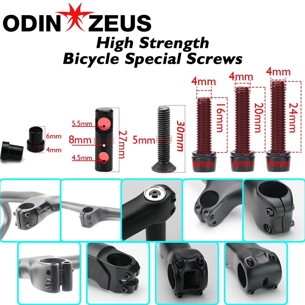 ODINZEUS-Alloy Cycling Screws, Mountain and Road Bike Handlebars, Bicycle Parts, High-Strength Alloy, 1-Piece