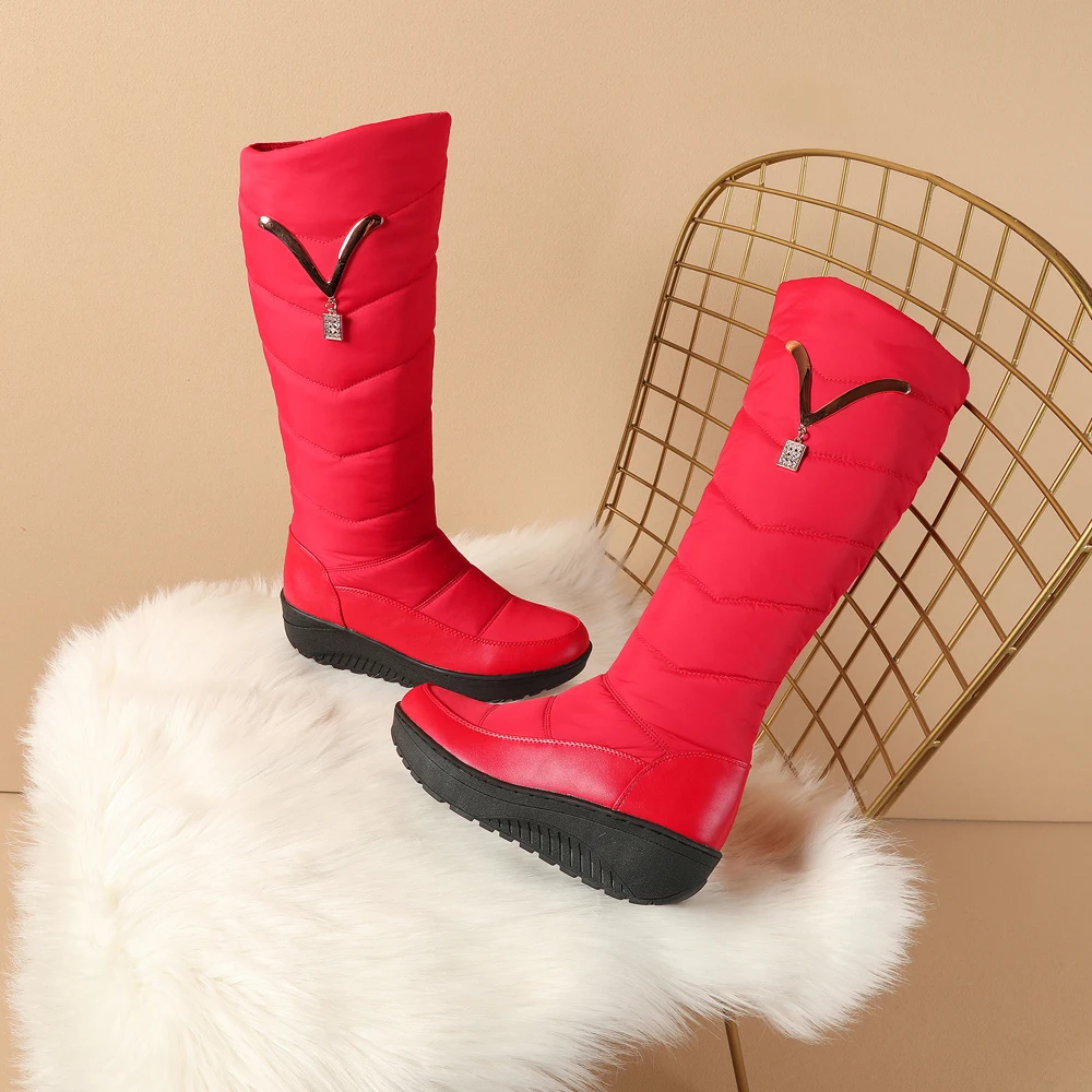 Fashion winter snow boots for women Comfortable waterproof and non-slip bottines Plush platform slip on big size femmes bottes