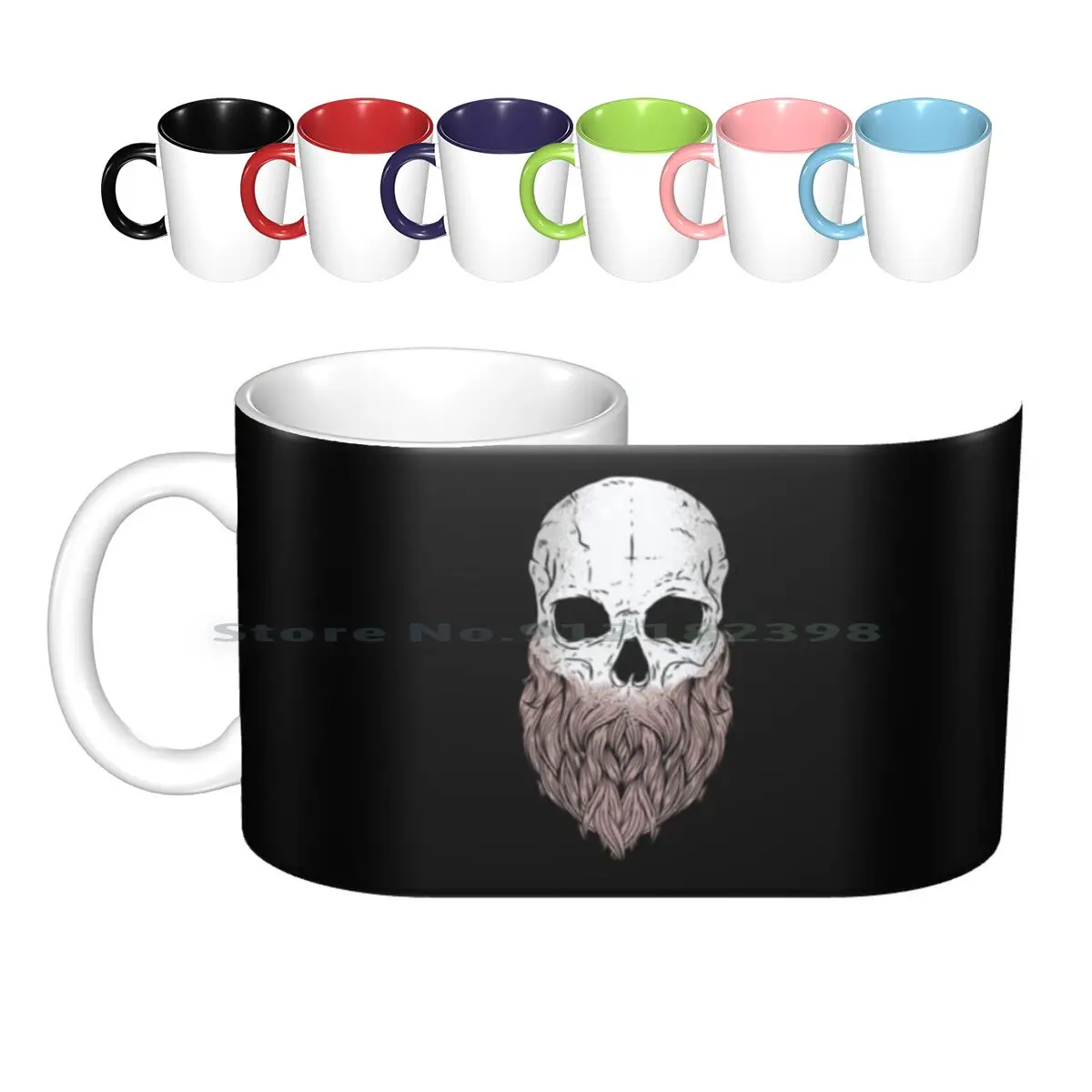 Bearded Skull Ceramic Mugs Coffee Cups Milk Tea Mug Skull Beard Bearded Skeleton Bearded Skull Hipster Barber Mustache Bones