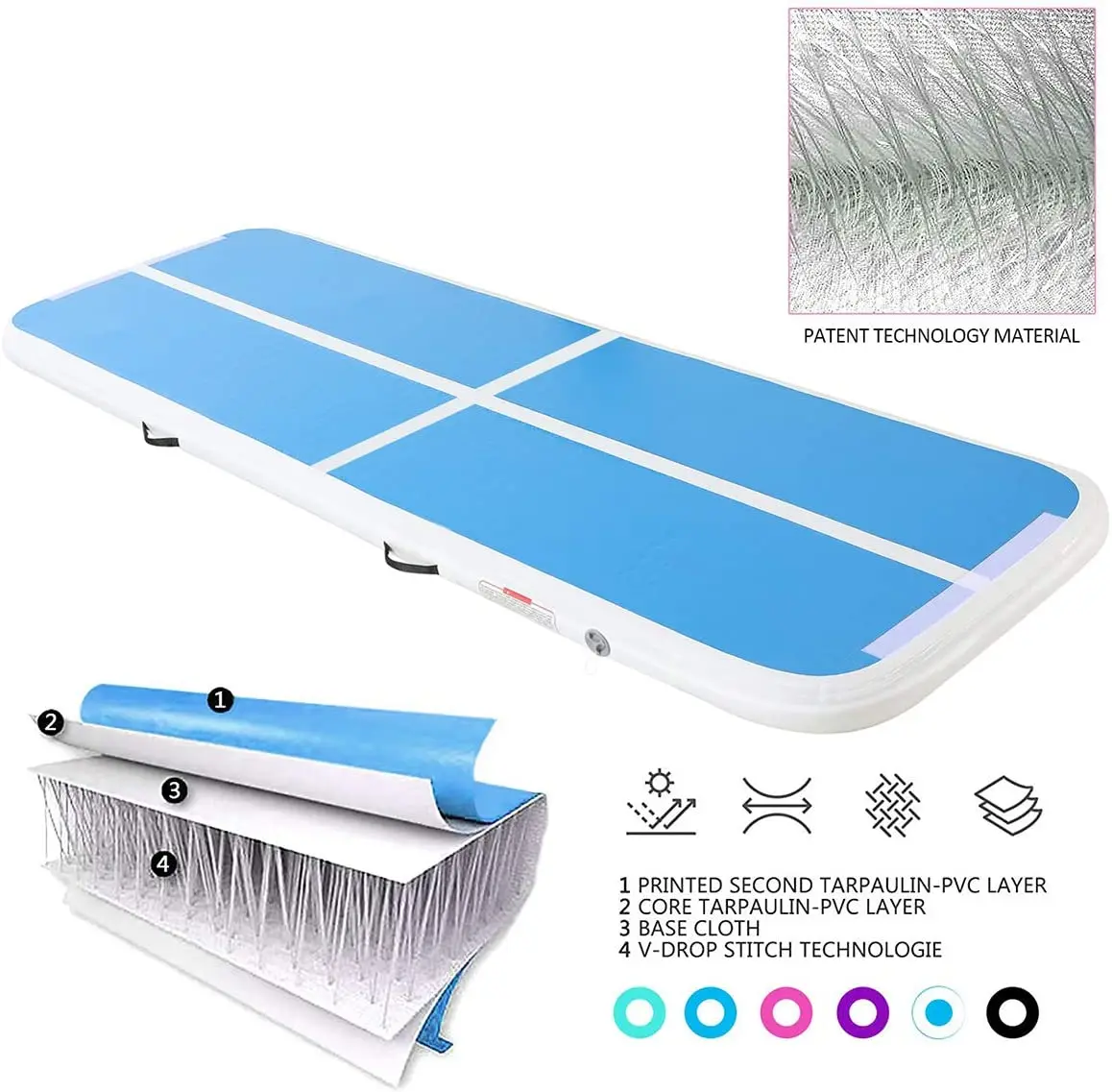 Aufblasbare Luftkissenbahn, aufblasbare Lufttauchmatte, Gymnastik-Tumble-Ketten-Luftmatten, 7 x 1 x 0,2 m, mit elektrischer Luftpumpe – Detail 5