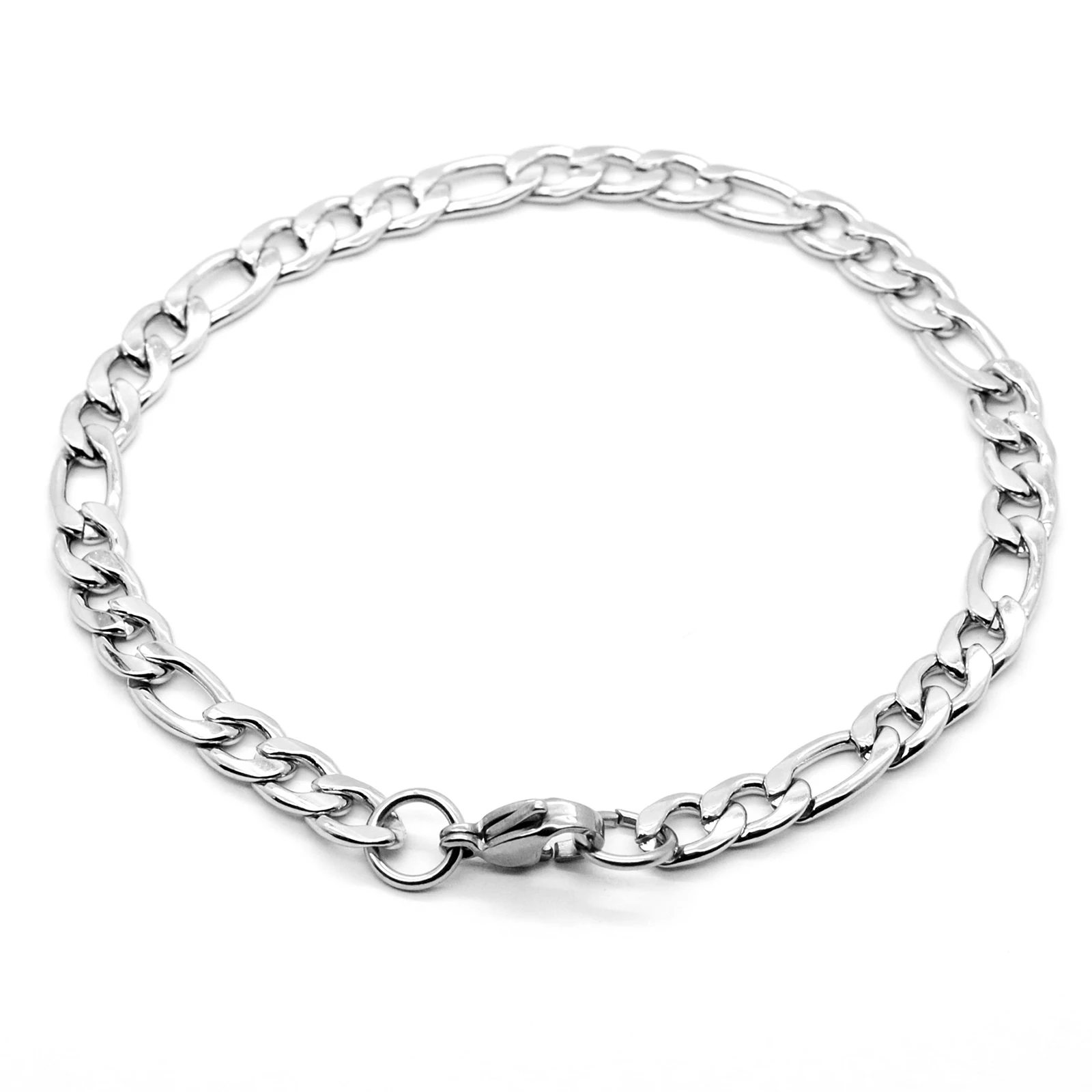 

Silver Color Curb Cuban Bracelet For Men Jewelry Stainless Steel Figaro Link Chain Bracelets Hand Jewelry Anklet Gifts