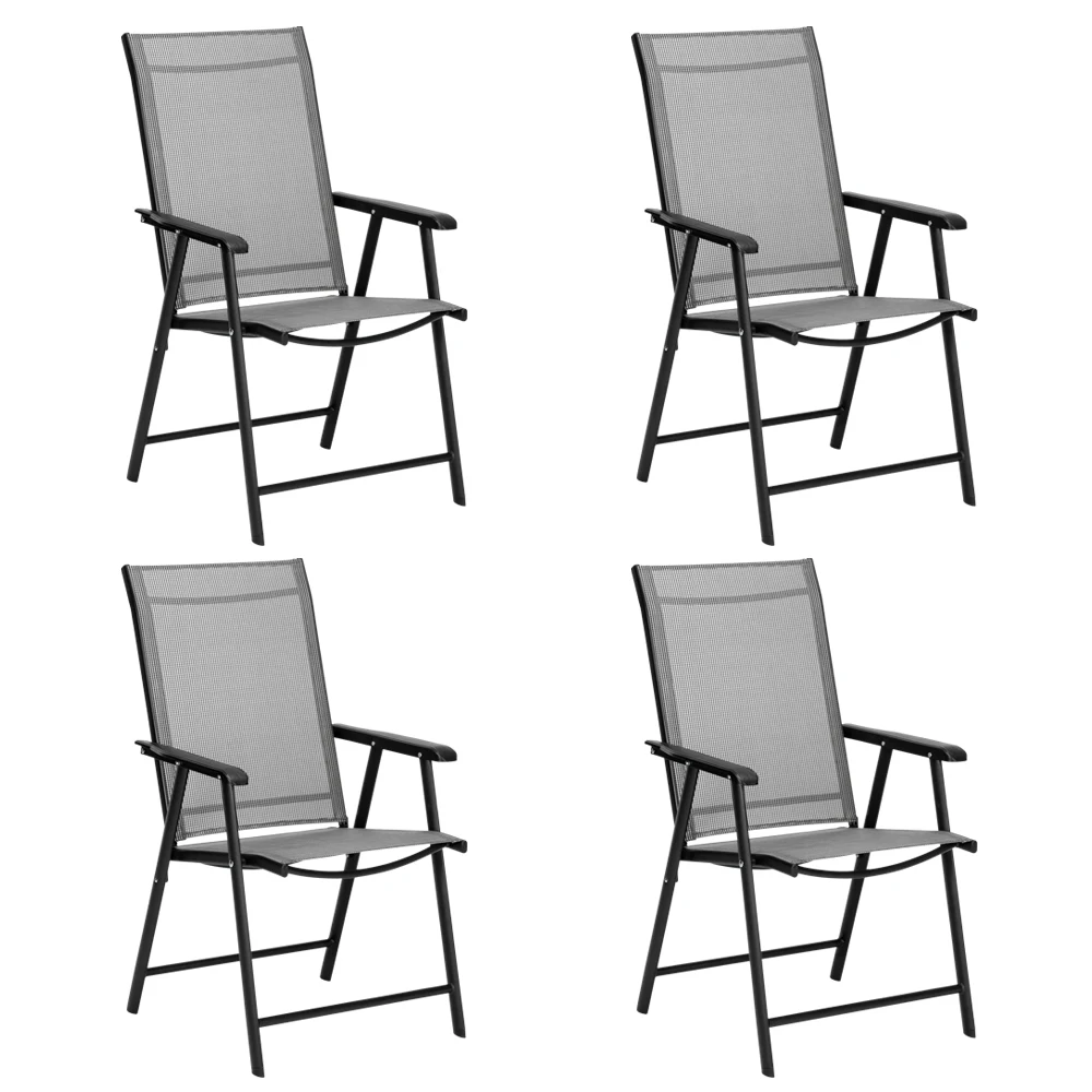 4pcs Outdoor Teslin Folding Chair Gray US Warehouse