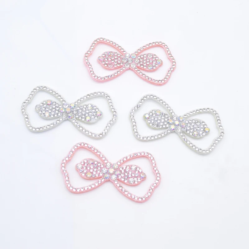 10Pcs 60*32mm Crystal Rhinestone Bowknot Appliques for DIY Clothes Hat Sewing Patches Headwear Bow Centre Decor Accessories