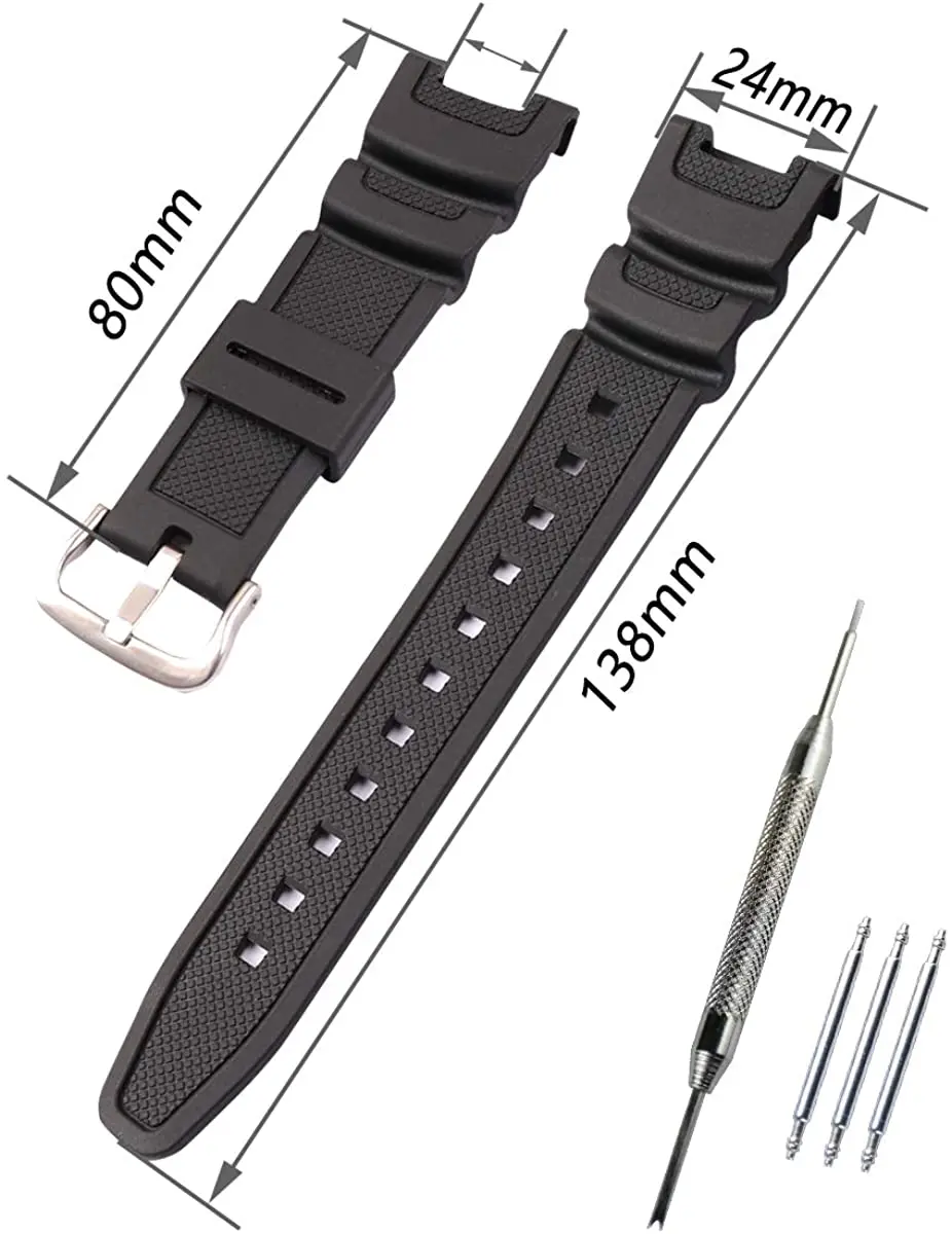 Resin strap men's pin buckle watch accessories for Casio SGW-100 waterproof sports watch strap wristband watch bands