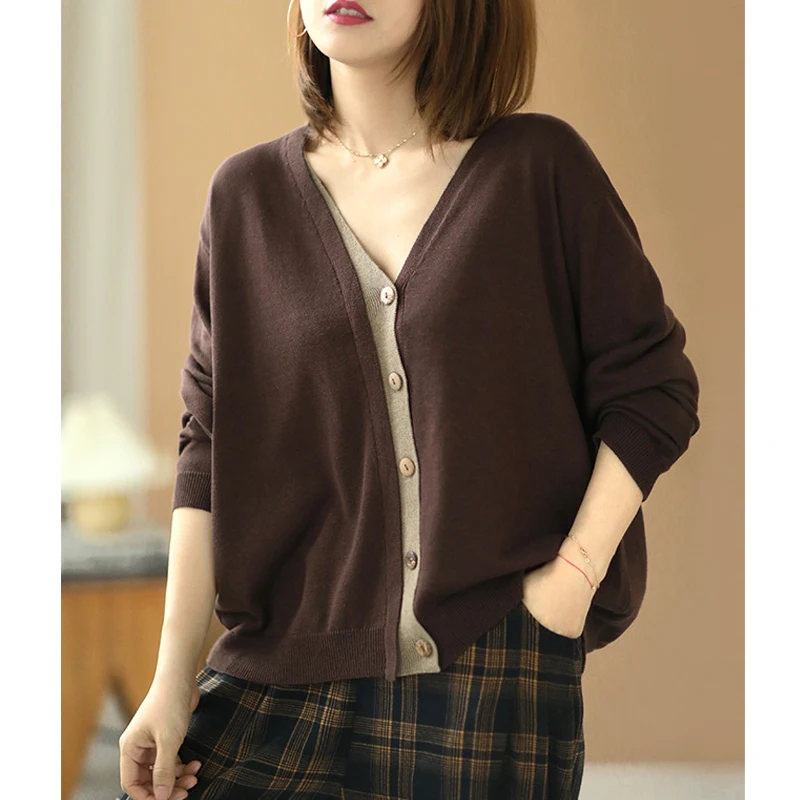 Max LuLu 2021 Purple V-Neck Cardigans Women Single Breasted Casual Loose Clothes New Autumn Sweaters Ladies Harajuku Cardigan