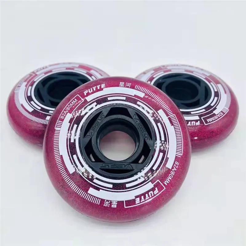 82A PUYEE Inline Skates Slalom Wheel with Blue Wine Red Tyre for SEBA Star River Super Elastic Durable Skating Rodas 64mm 80mm