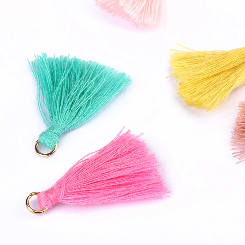 20pcs 3.5 cm 20 Mix Colorful Cotton Silk Ring Tassel Brush Charm DIY Making Tassels Earring Pendant Jewelry Supplies Findings