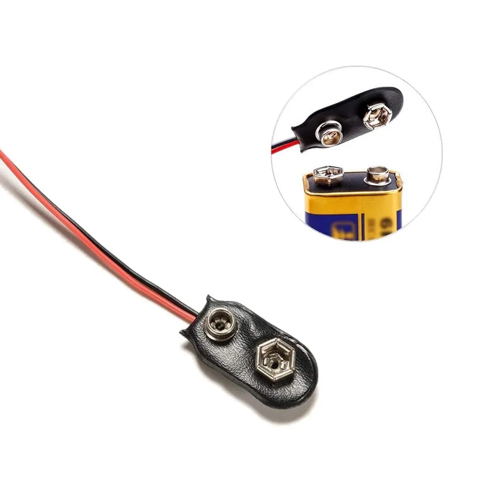 10 Connettori A Clip Per Batteria 9V Tipo I – Cavi Morbidi 15cm, Rosso/Nero, Per Elettronica E Sperimentazione, Sostituzione Facile