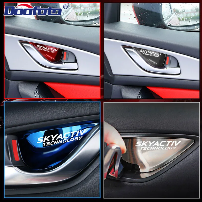 Car Interior Stickers Door Bowl Handle Cover Trim Case Decoration Accessories For Skyactiv Technology 3 6 CX 5 CX3 bk