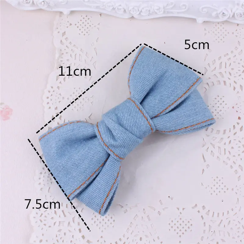 1PCS Solid Color Cute Barrettes Women Fashion College Wind Hairpin  Denim Hair Bow For Girl Duckbill Clip Hair Clips Accessories