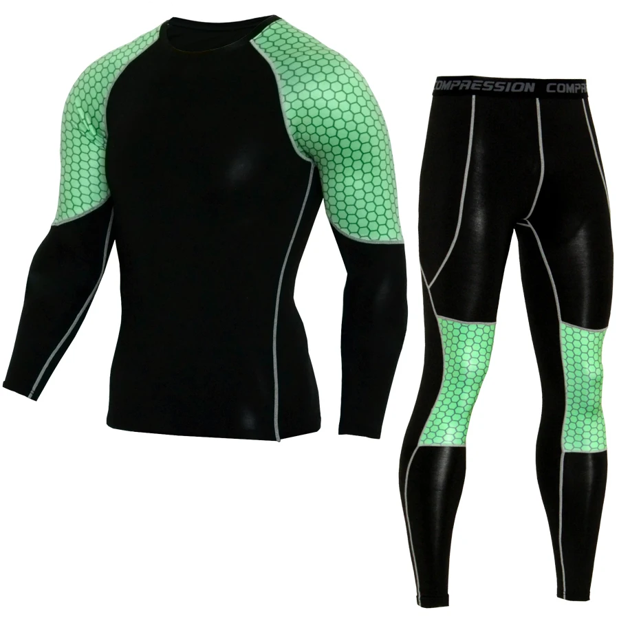 Fitness MMA Running Sets Quick Dry Men Rashguard Crossfit GYM Tracksuits Training Bodybuilding Clothes Sports Compression Suits
