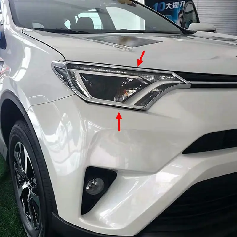 Suitable For Toyota Rav4 RAV 4 2016 2017 2018 Front Headlight Lamp Eyebrow Cover Trim ABS Chrome Car Styling Auto Accessorie