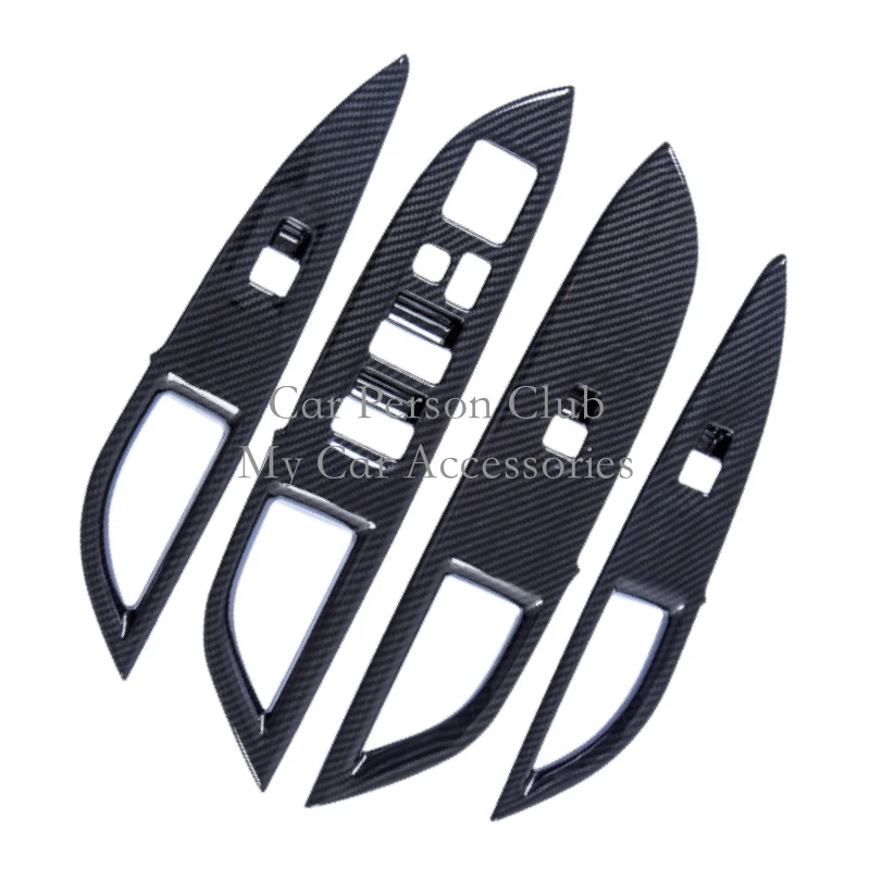 For Mitsubishi Outlander 2013-2022 Door Window Lift Switch Armrest Cover Trims ABS Chrome Stiker Car-Styling 4 Style Accessories