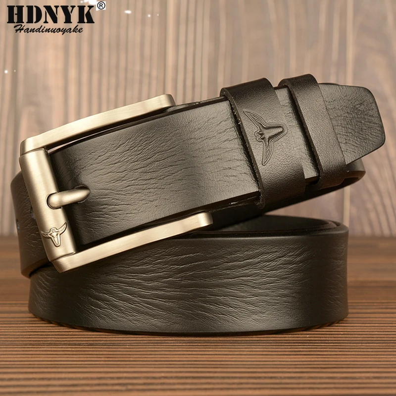 

Fashion Men Genuine Cowskin Leather Belt High Quality First Layer Cowhide Pin Buckle Belt for Men Tide Jeans Belt Casual