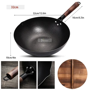 Konco-Chinese-Wok-Pfannen, Gusseisenpfanne, unbeschichtete Pfanne, allgemeiner Gebrauch für Gasherd und Induktion, 32 cm 12 Hauptverkauf Pan Wok Iron - №2
