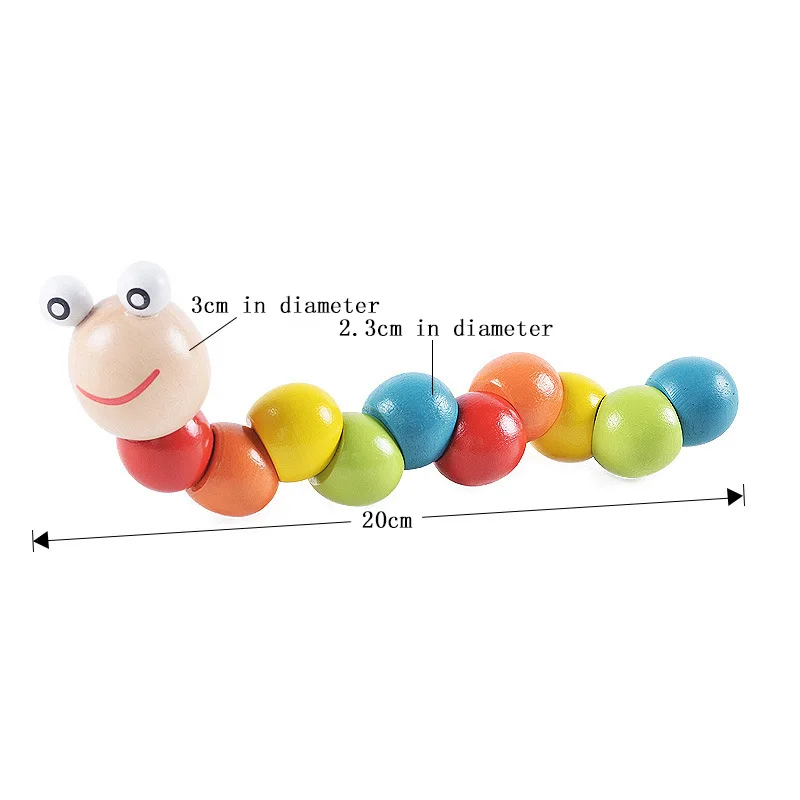 Colorful Wooden Worm Puzzles Kids Learning Educational Didactic Baby Toys Fingers Game for Children Montessori Gift Insect Toy