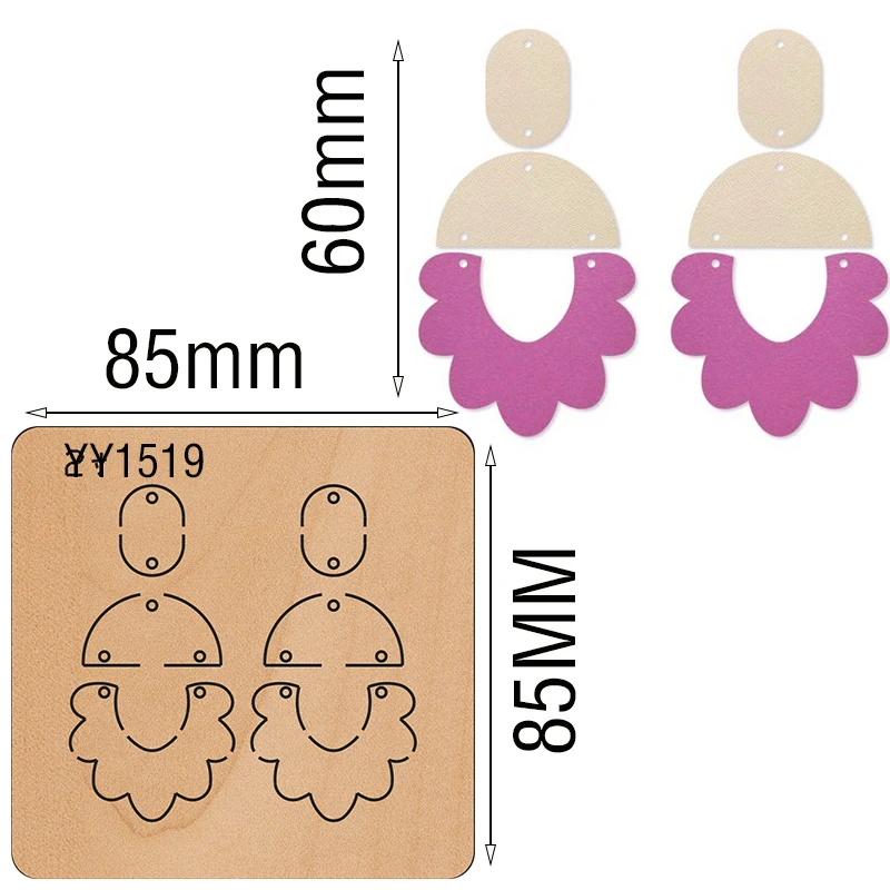 Earring cutter mold wood mold YY1519 is suitable for the market general manual knife die