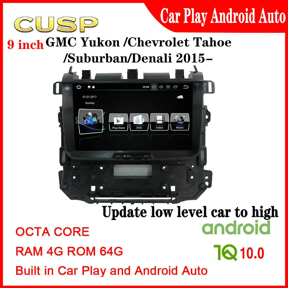 9 INCH BIG SCREEN 8 CORE ANDROID CAR GPS MULTIMEDIA WITH CAR PLAY FOR GMC Yukon Chevrolet Tahoe Suburban Denali 2015 2016-2019