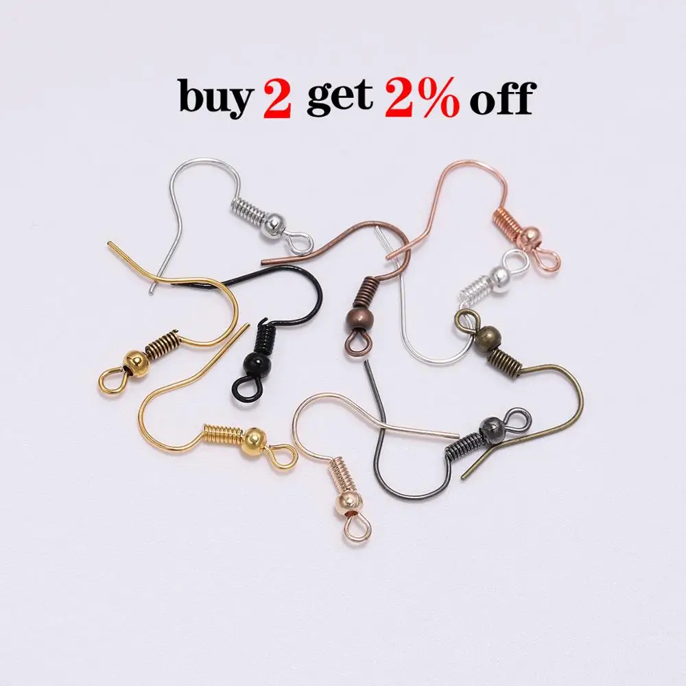 100pcs 20*17mm Gold  Antique bronze Ear Hooks Earrings Clasps Findings Earring Wires For Jewelry Making Supplies Wholesale