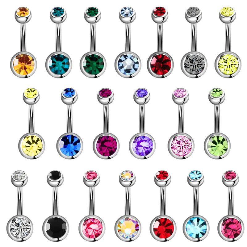 5/10/15/20pcs/Lot Crystal Piercing Navel Surgical Steel Rhinestone Belly Button Rings Navel Piercing Ombligo Ball Nombril